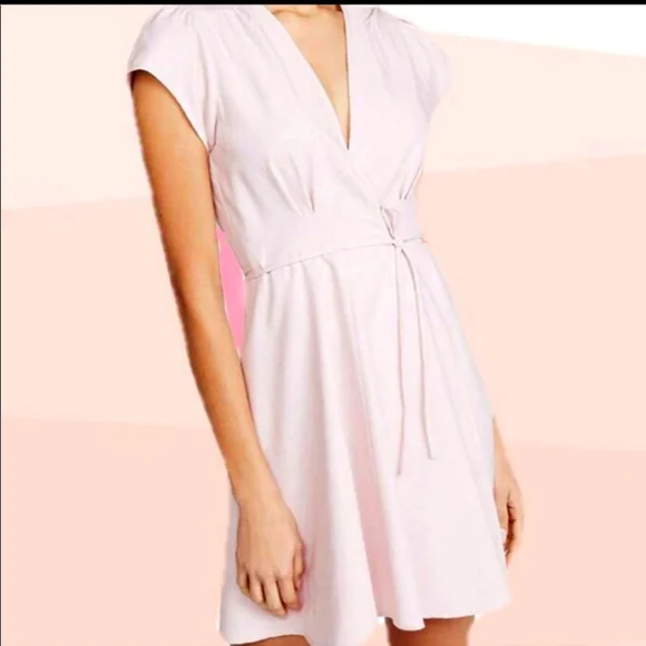 Rolla's Linen Dancer Wrap Dress Light Pink M Rolla's Linen Dancer Wrap Dress Light Pink M
